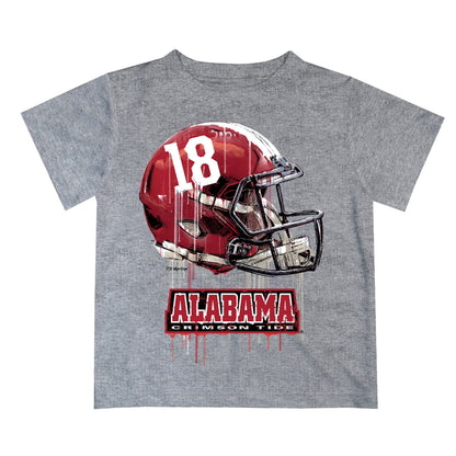 Alabama Crimson Tide Original Dripping Football Helmet Heather Gray T-Shirt by Vive La Fete