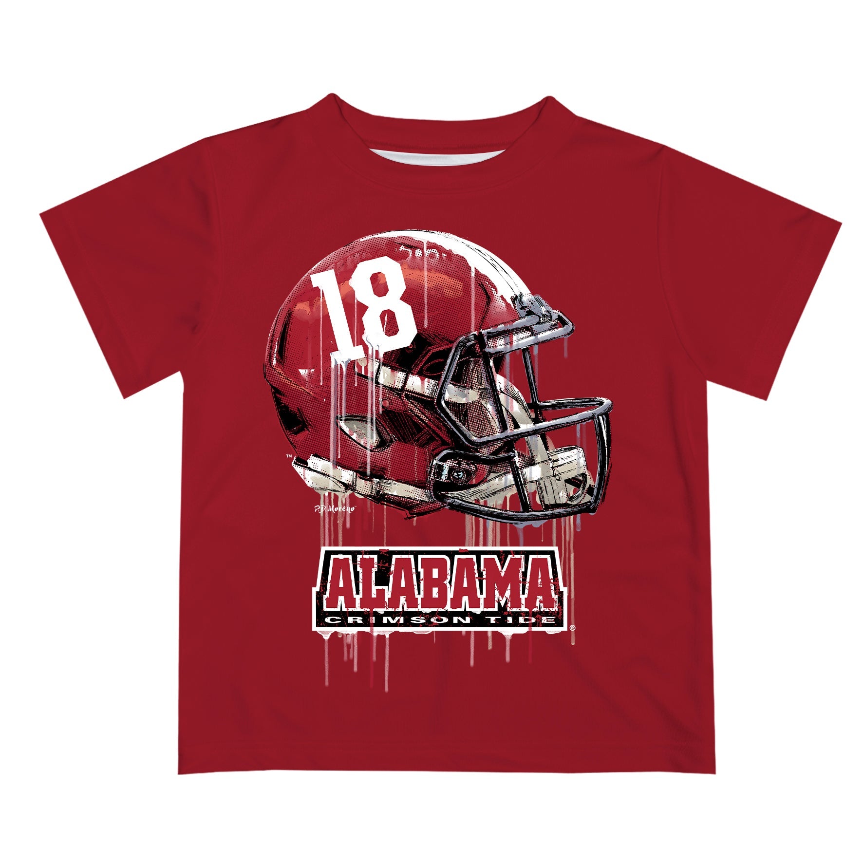 Alabama Crimson Tide Original Dripping Football Helmet Red T-Shirt by Vive La Fete