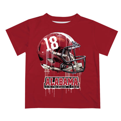 Alabama Crimson Tide Original Dripping Football Helmet Red T-Shirt by Vive La Fete