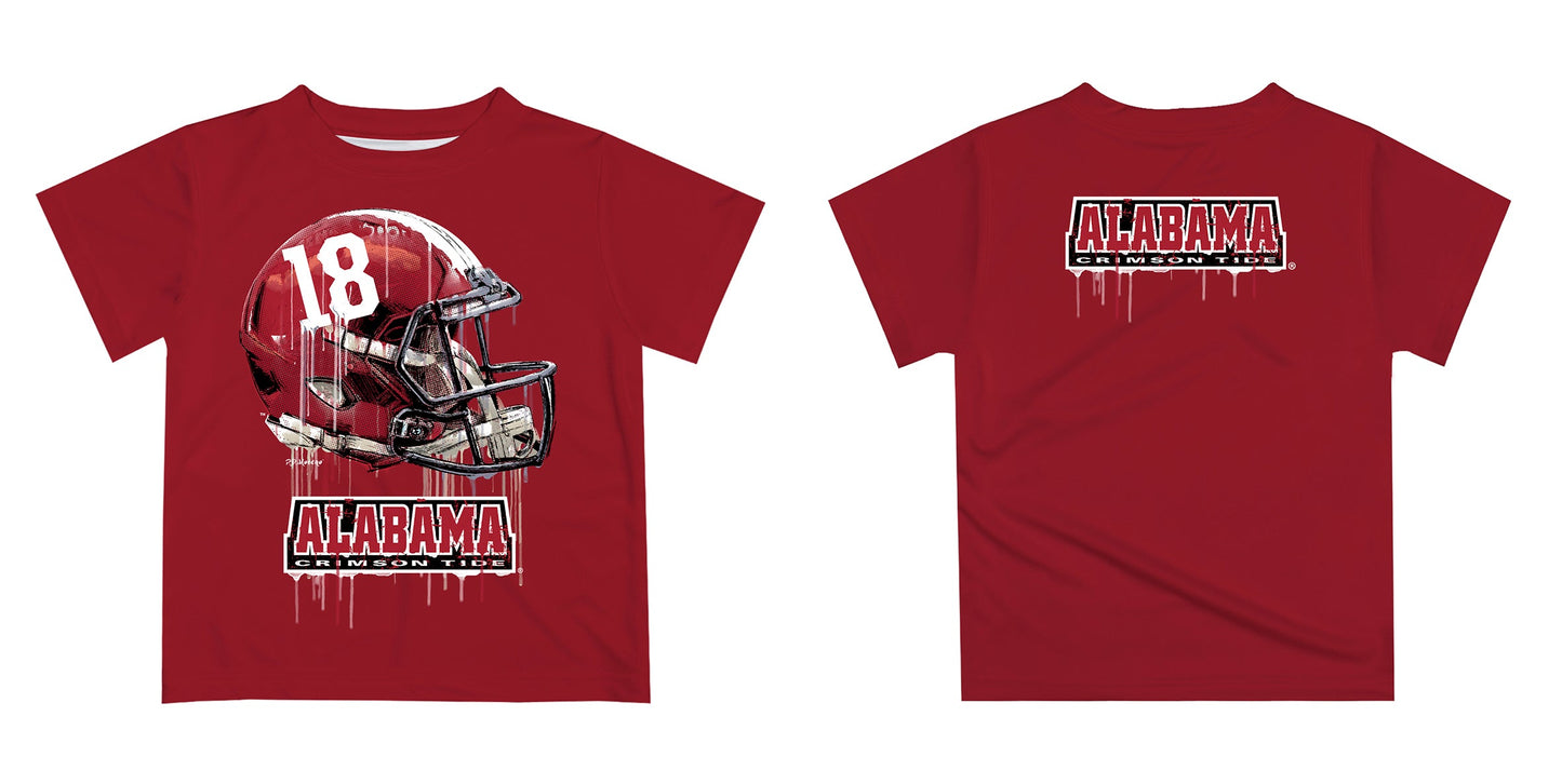 Alabama Crimson Tide Original Dripping Football Helmet Red T-Shirt by Vive La Fete