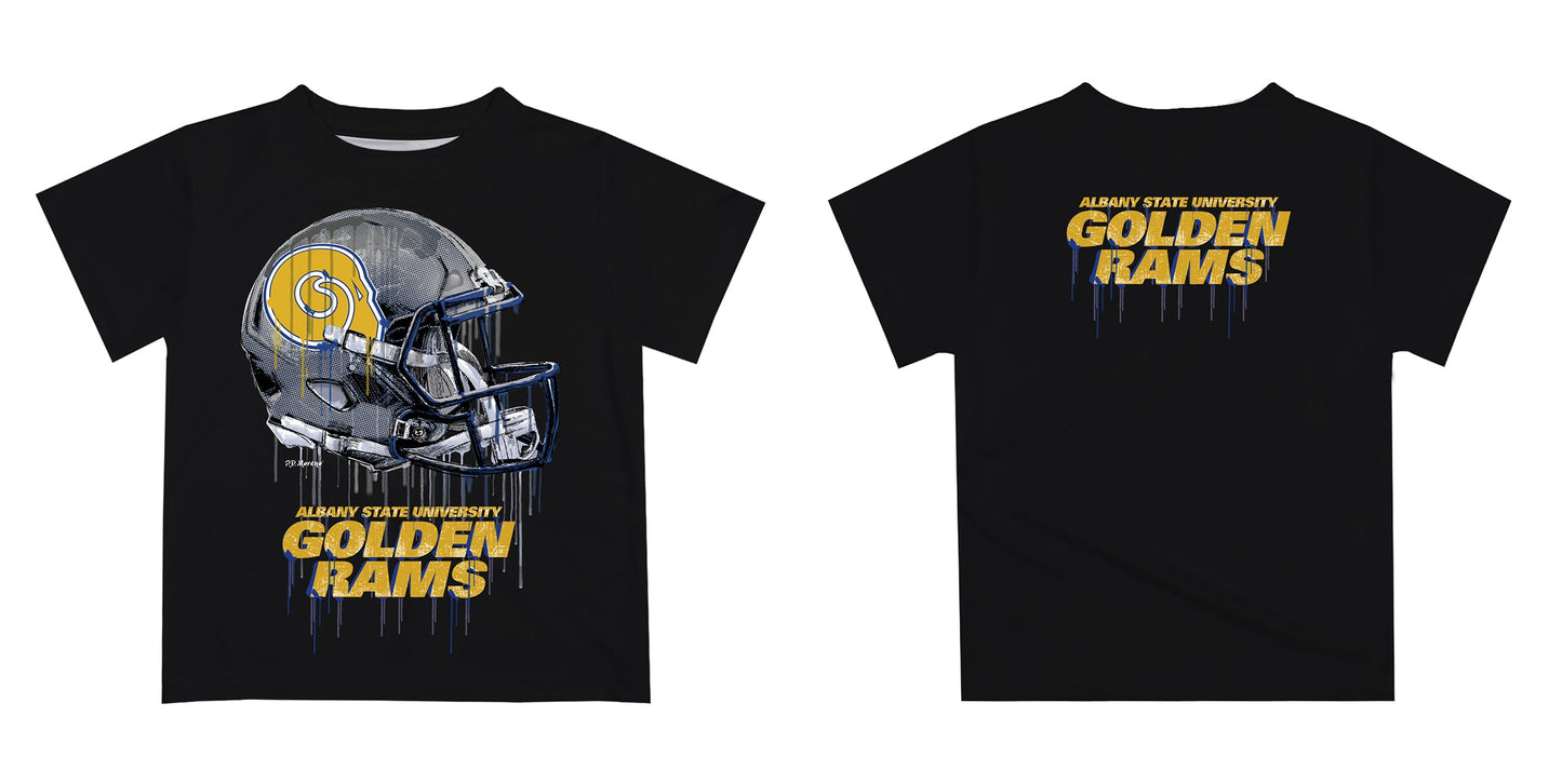 Albany State Rams ASU Original Dripping Football Helmet Black T-Shirt by Vive La Fete