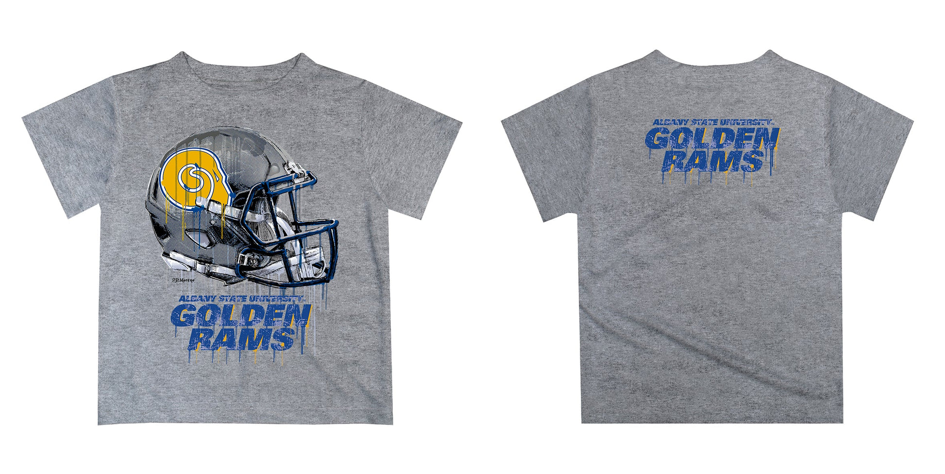 Albany State Rams ASU Original Dripping Football Helmet Heather Gray T-Shirt by Vive La Fete