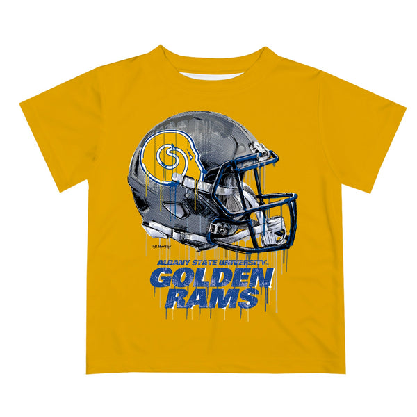Albany State Rams ASU Original Dripping Football Helmet Gold T-Shirt for  Boys by Vive La Fete