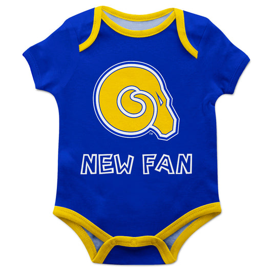 Albany State University Rams New Fan Blue Short Sleeve One Piece Jumpsuit Romper Bodysuit by Vive La Fete