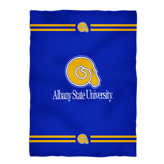 Albany State Rams ASU Game Day Soft Premium Fleece Blue Throw Blanket 40 x 58 Logo and Stripes