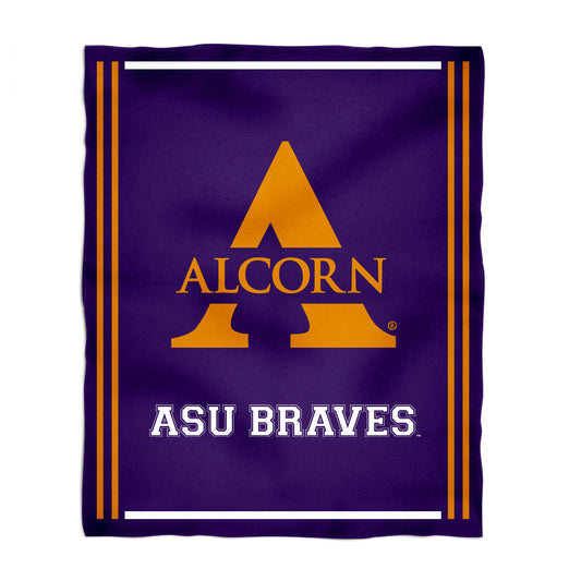 Alcorn State University Braves Kids Game Day Purple Plush Soft Minky Blanket 36 x 48 Mascot