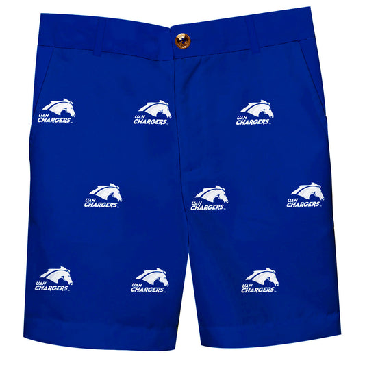 Alabama at Huntsville Chargers Boys Game Day Blue Structured Shorts wuth Side Pockets