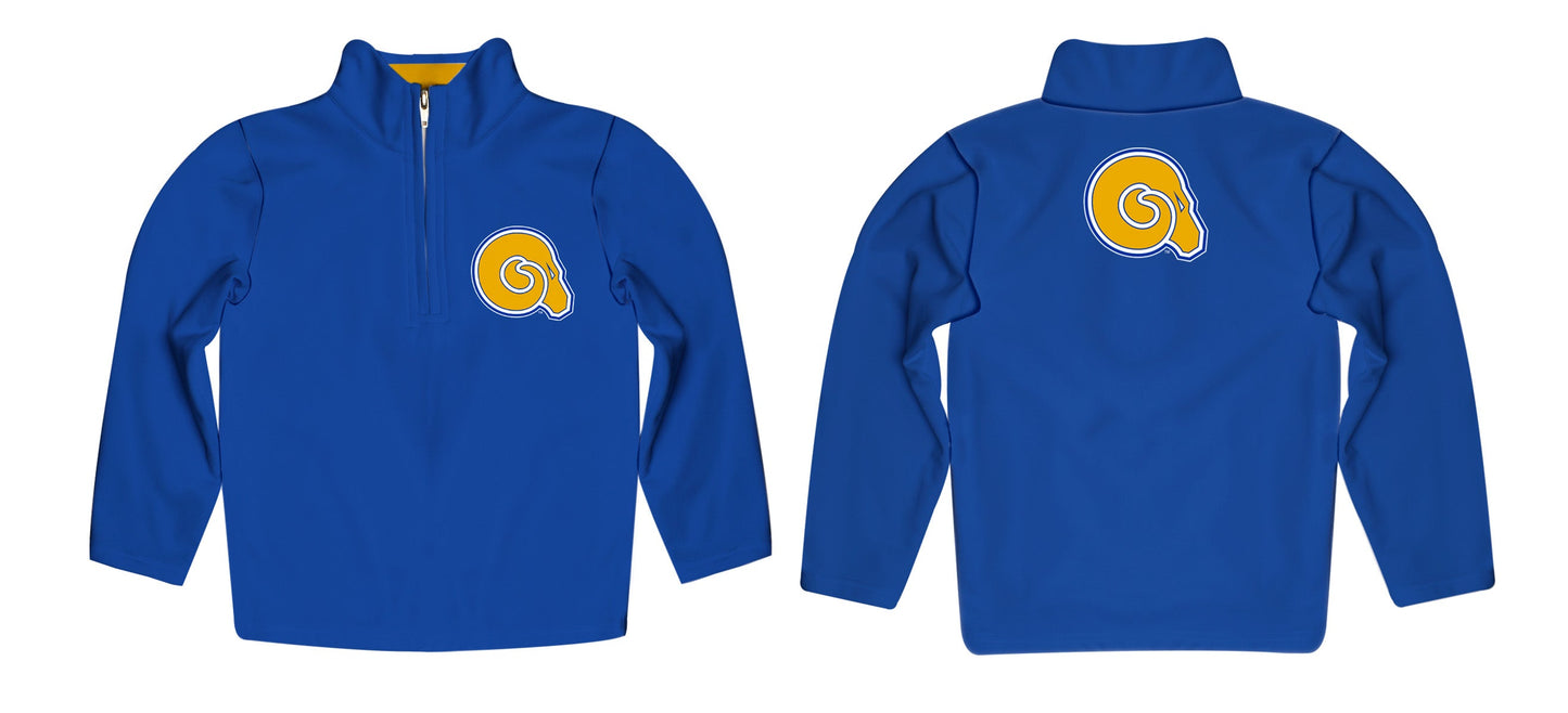 Albany State Rams ASU Game Day Solid Blue Quarter Zip Pullover for Infants Toddlers by Vive La Fete