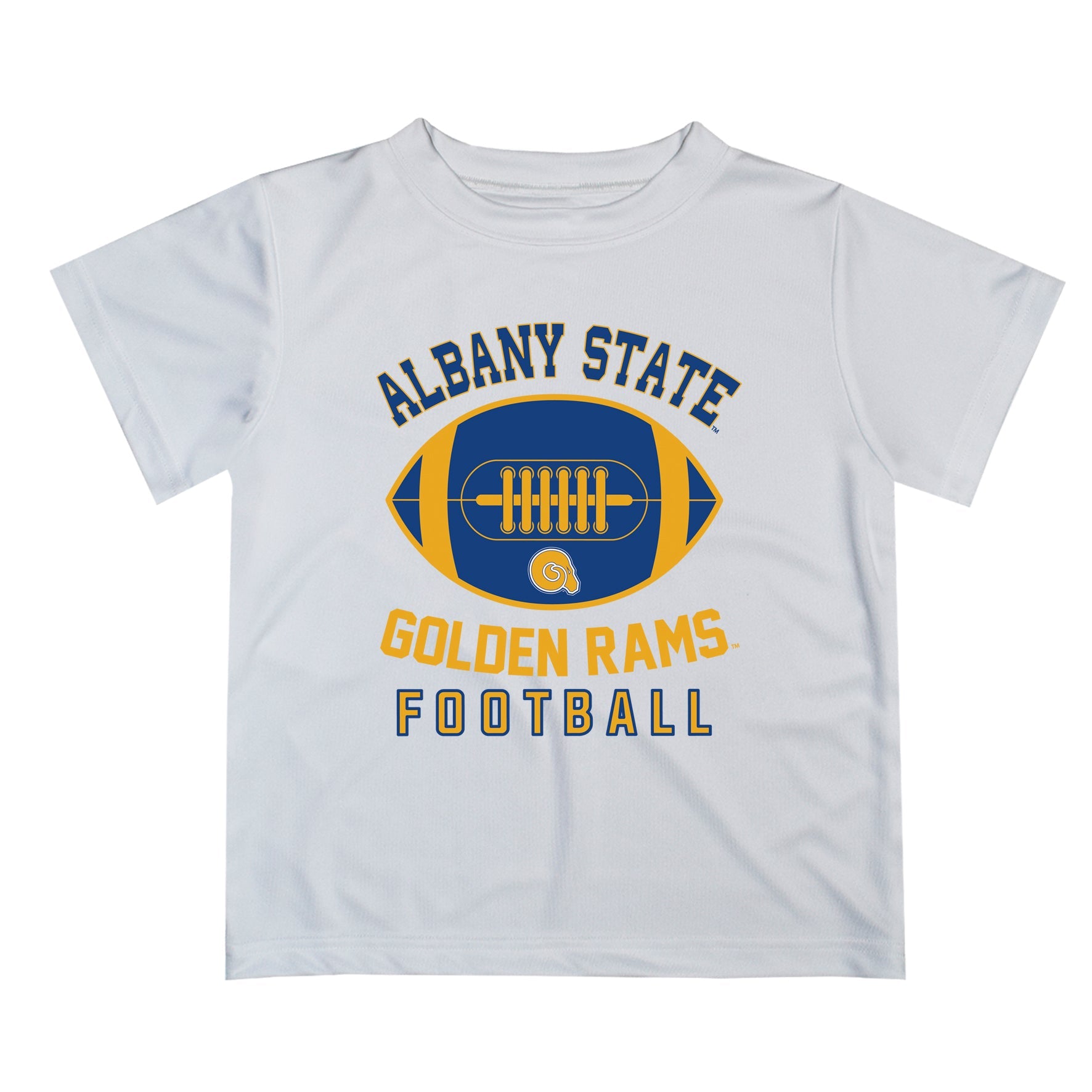 Vive La Fete Collegiate Albany State Rams Football White Short Sleeve Tee Shirt by Vive La Fete, White / Youth - M