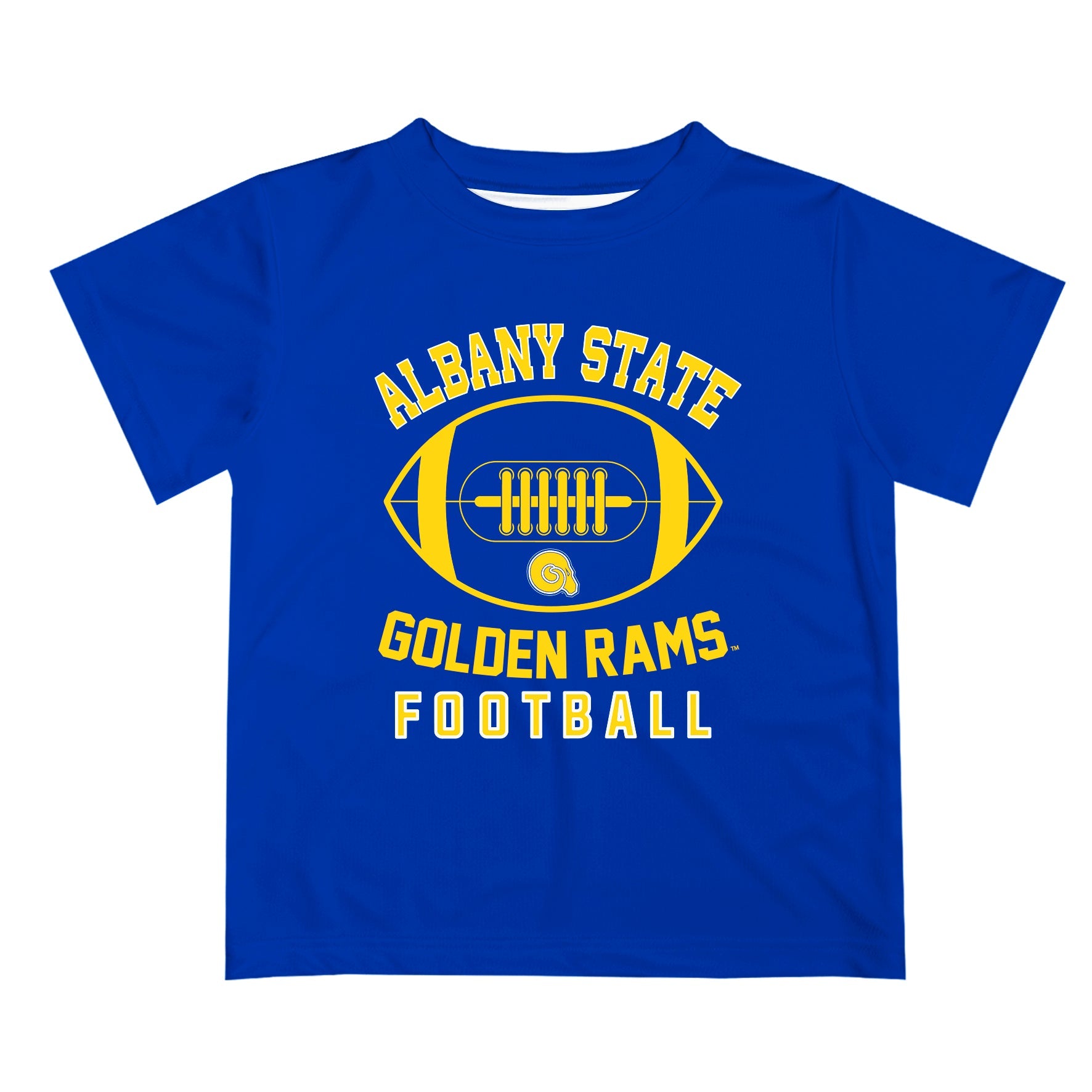 Albany State Rams Vive La Fete Football V2 Blue Short Sleeve Tee Shirt