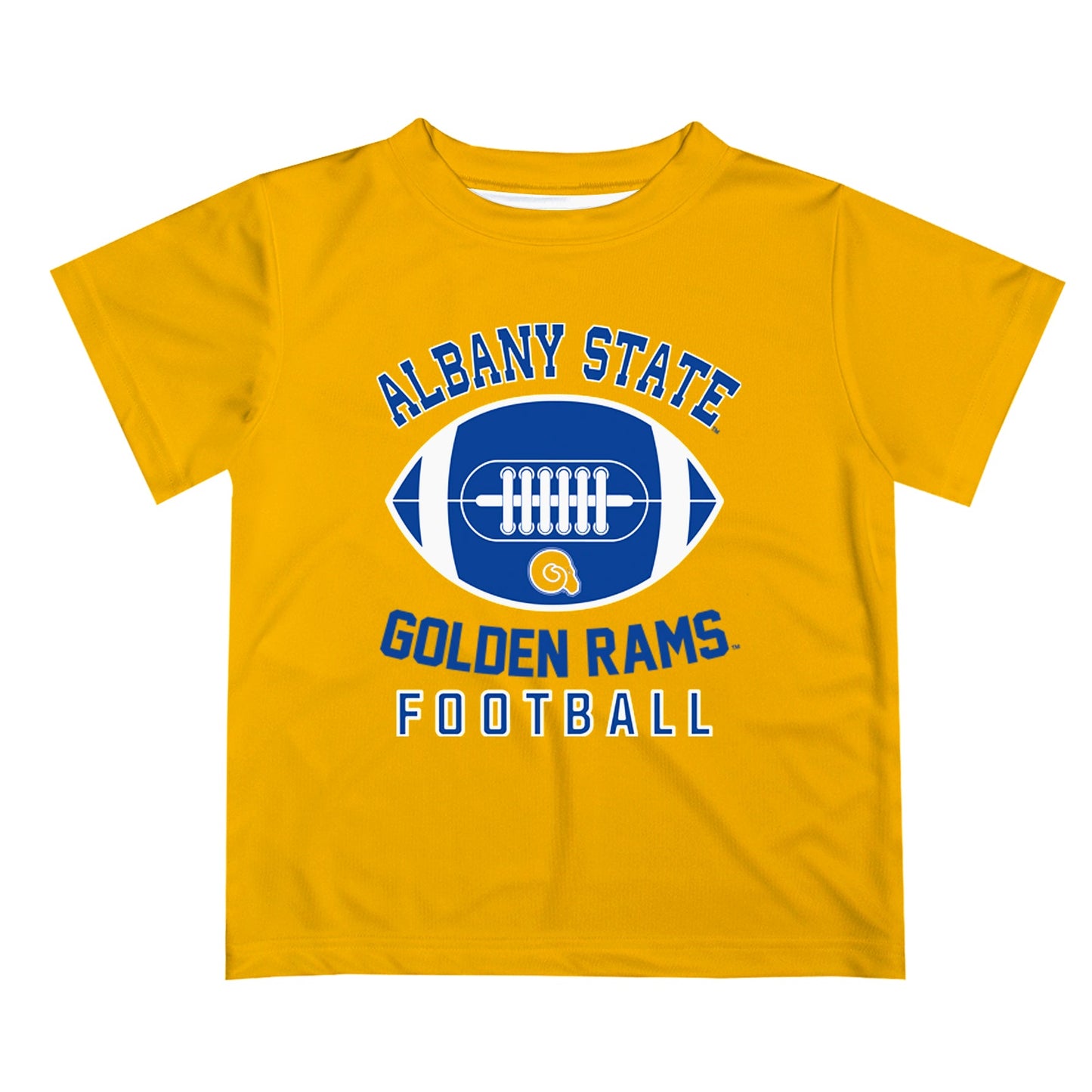 Albany State Rams Vive La Fete Football V2 Yellow Short Sleeve Tee Shirt
