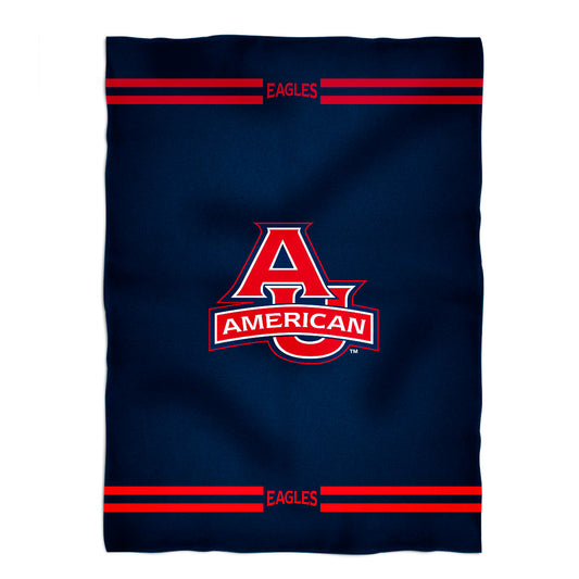 American University Eagles Game Day Soft Premium Fleece Navy Throw Blanket 40 x 58 Logo and Stripes