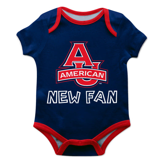 American University Eagles New Fan Blue Short Sleeve One Piece Jumpsuit Romper Bodysuit by Vive La Fete