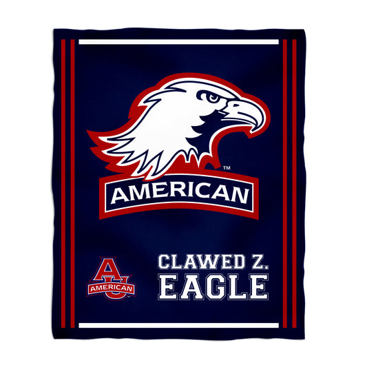 American University Eagles Kids Game Day Blue Plush Soft Minky Blanket 36 x 48 Mascot