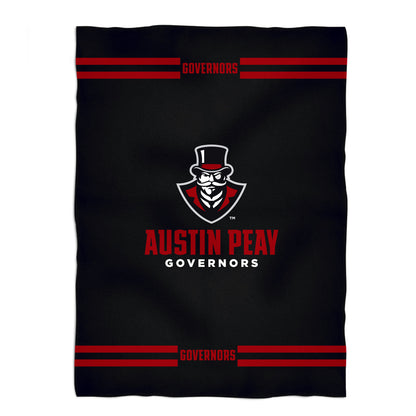 Austin Peay State University Governors Soft Premium Fleece Black Throw Blanket 40 x 58 Logo and Stripes