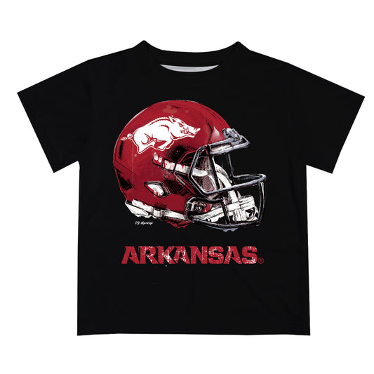 Arkansas Razorbacks Original Dripping Football Helmet Black T-Shirt by Vive La Fete