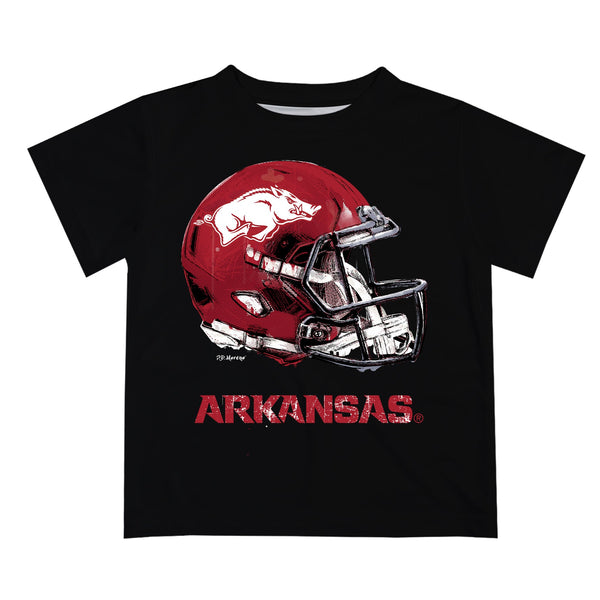 Arkansas Razorbacks Original Dripping Football Helmet Black T-Shirt for  Boys by Vive La Fete