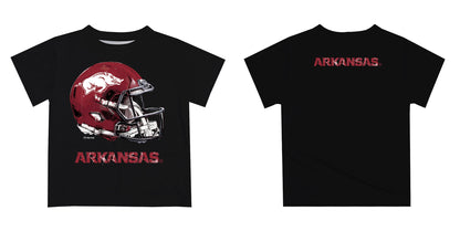 Arkansas Razorbacks Original Dripping Football Helmet Black T-Shirt by Vive La Fete