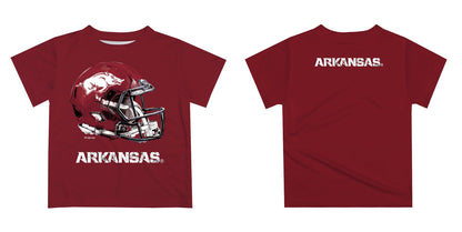 Arkansas Razorbacks Original Dripping Football Helmet Red T-Shirt by Vive La Fete