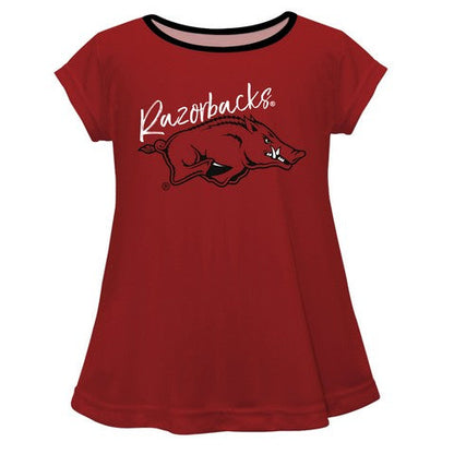 Arkansas Solid Red Girls Laurie Top Short Sleeve by Vive La Fete