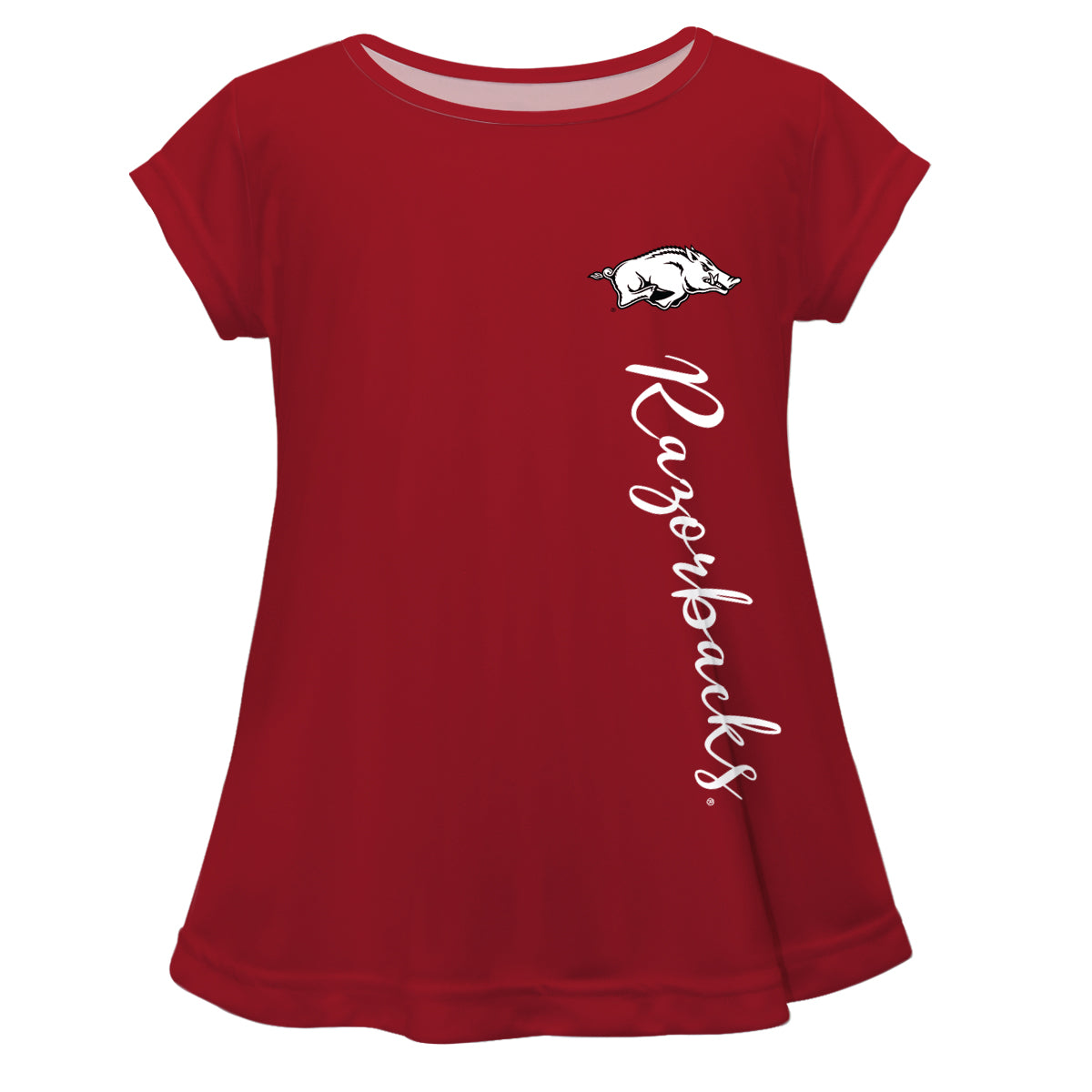 Ladies Razorback Arkansas Razorbacks Razorbacks Red Solid Short Sleeve Girls Laurie Top