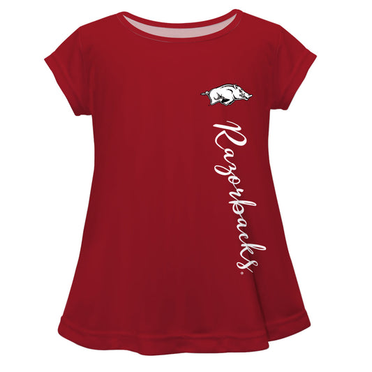 Arkansas Razorbacks Razorbacks Red Solid Short Sleeve Girls Laurie Top by Vive La Fete
