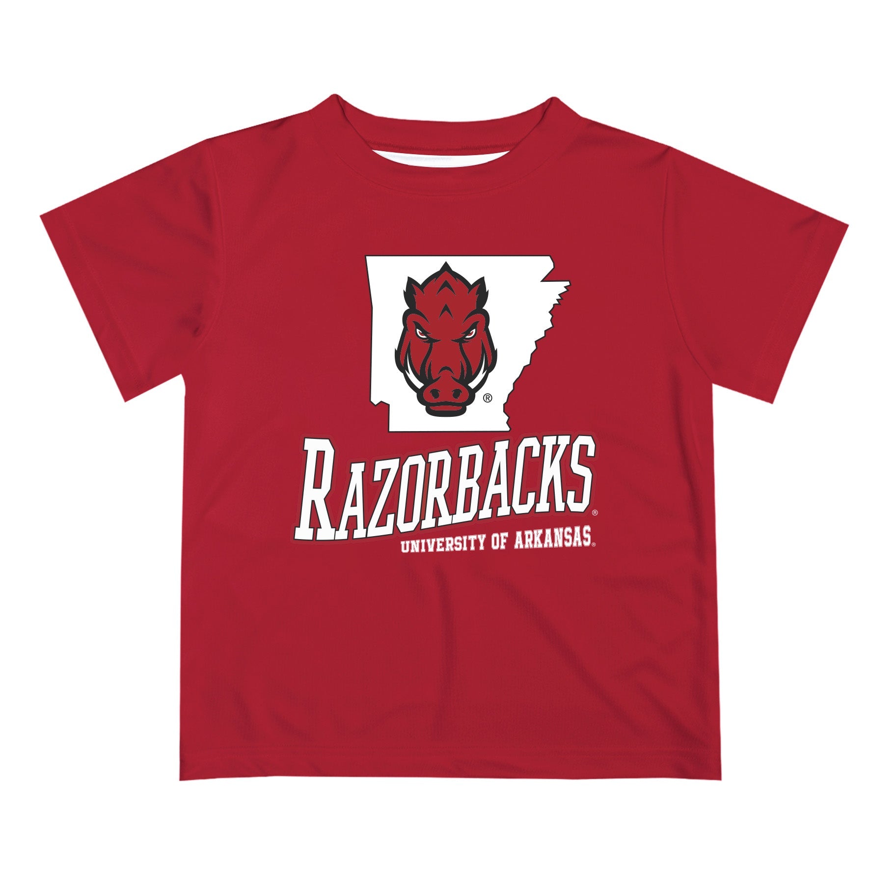 Arkansas Razorbacks Vive La Fete State Map White Short Sleeve Tee Shirt - Vive La F̻te - Online Apparel Store