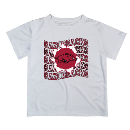 Arkansas Razorbacks Vive La Fete  White Art V1 Short Sleeve Tee Shirt