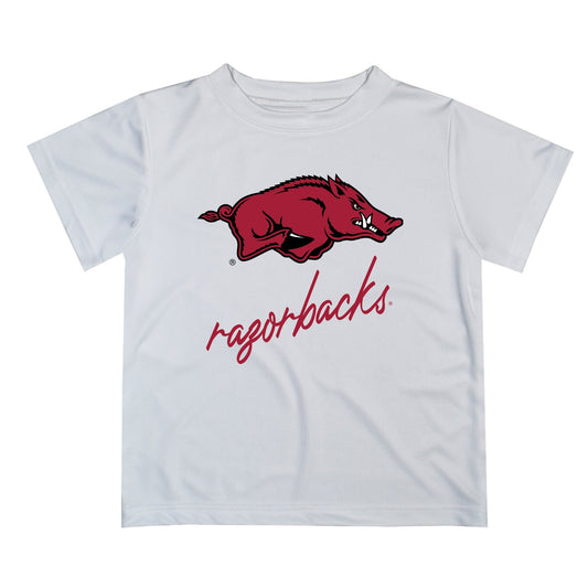 Arkansas Razorbacks Vive La Fete Script White Short Sleeve Tee Shirt - Vive La F̻te - Online Apparel Store
