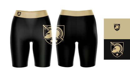 US Military ARMY Black Knights Vive La Fete Game Day Logo on Thigh and Waistband Black & Gold Women Bike Short 9 Inseam