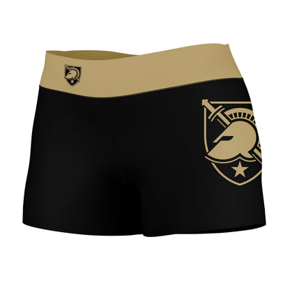 US Military ARMY Black Knights Logo on Thigh & Waistband Black & Gold Women Yoga Booty Workout Shorts 3.75 Inseam - Vive La F̻te - Online Apparel Store