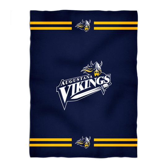 Augustana University Vikings AU Game Day Soft Premium Fleece Navy Throw Blanket 40 x 58 Logo and Stripes