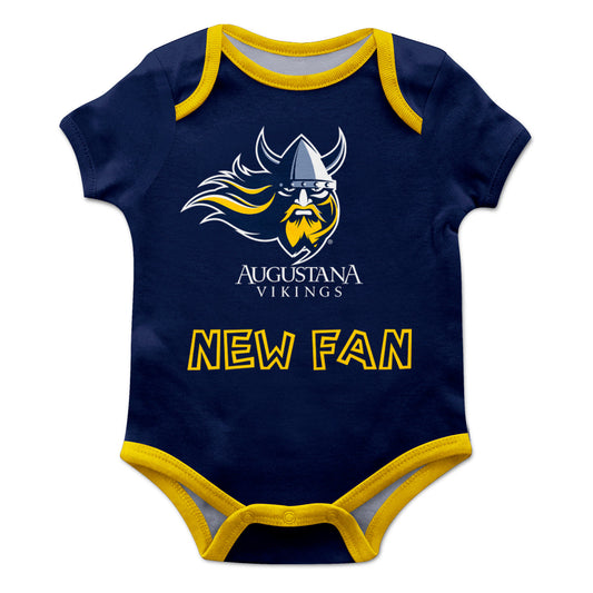 Augustana University Vikings AU Infant Game Day Navy Short Sleeve One Piece Jumpsuit New Fan Mascot and Name Bodysuit by Vive La Fete