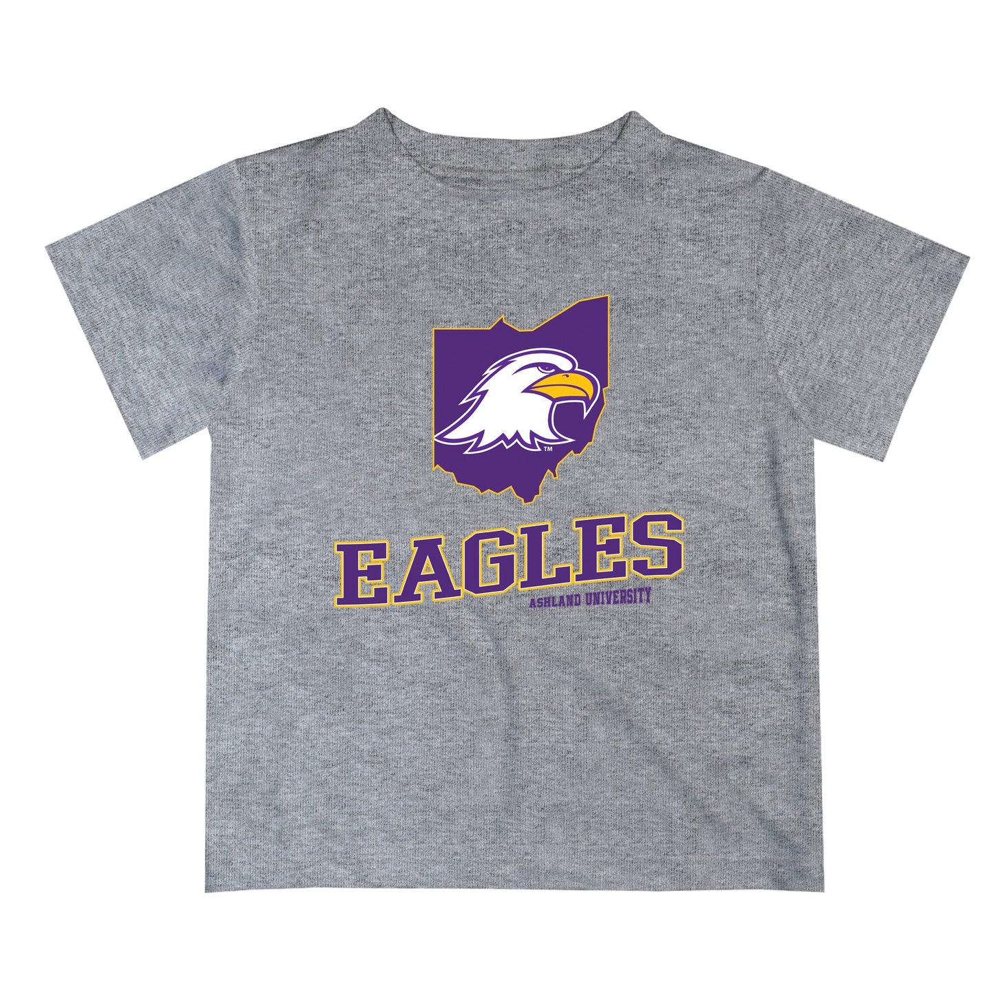 Ashland University AU Eagles Vive La Fete State Map Heather Gray Short Sleeve Tee Shirt