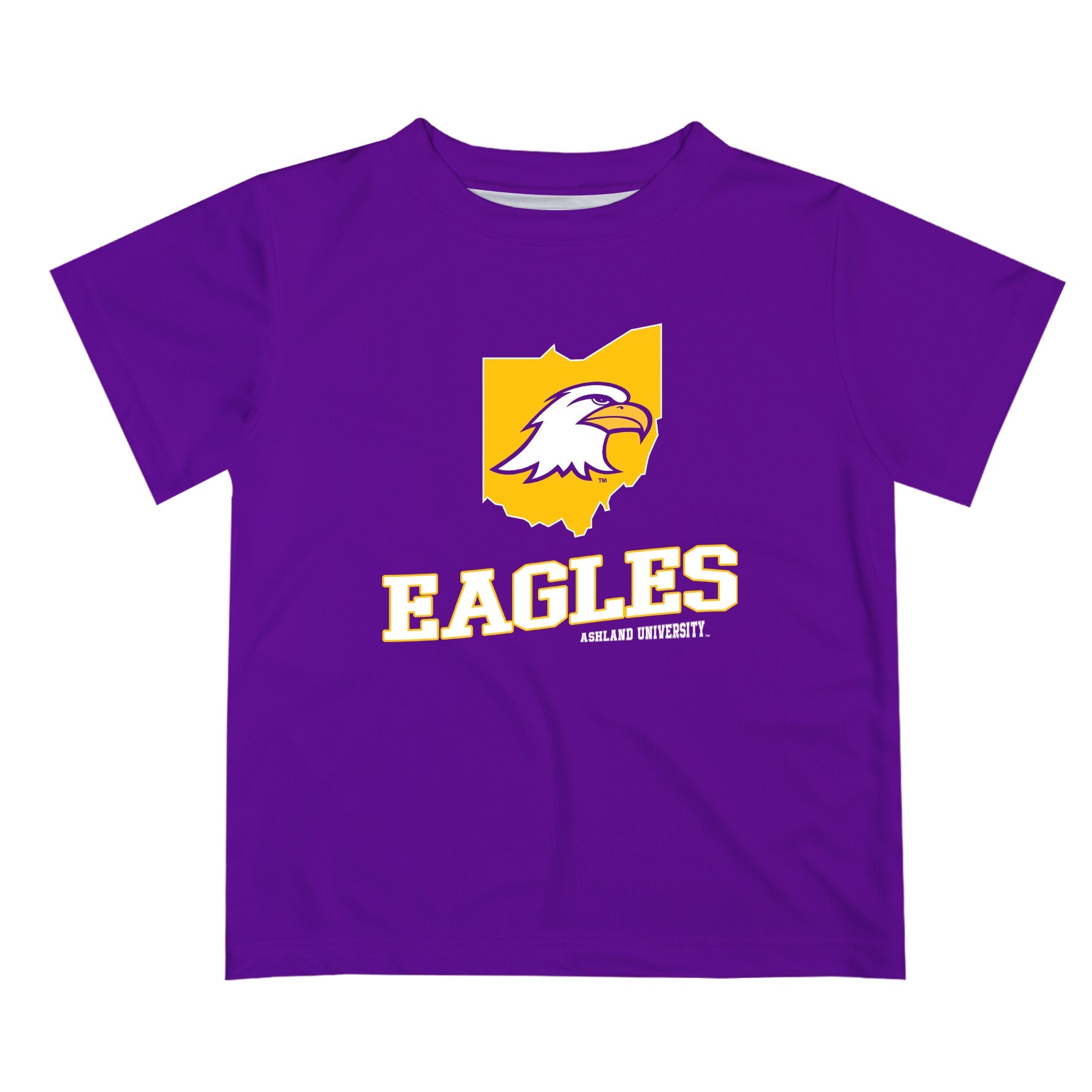 Ashland University AU Eagles Vive La Fete State Map Purple Short Sleeve Tee Shirt