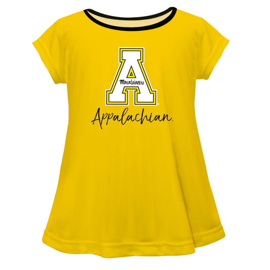 Appalachian State Mountaineers Gold Short Sleeve Girls Laurie Top by Vive La Fete