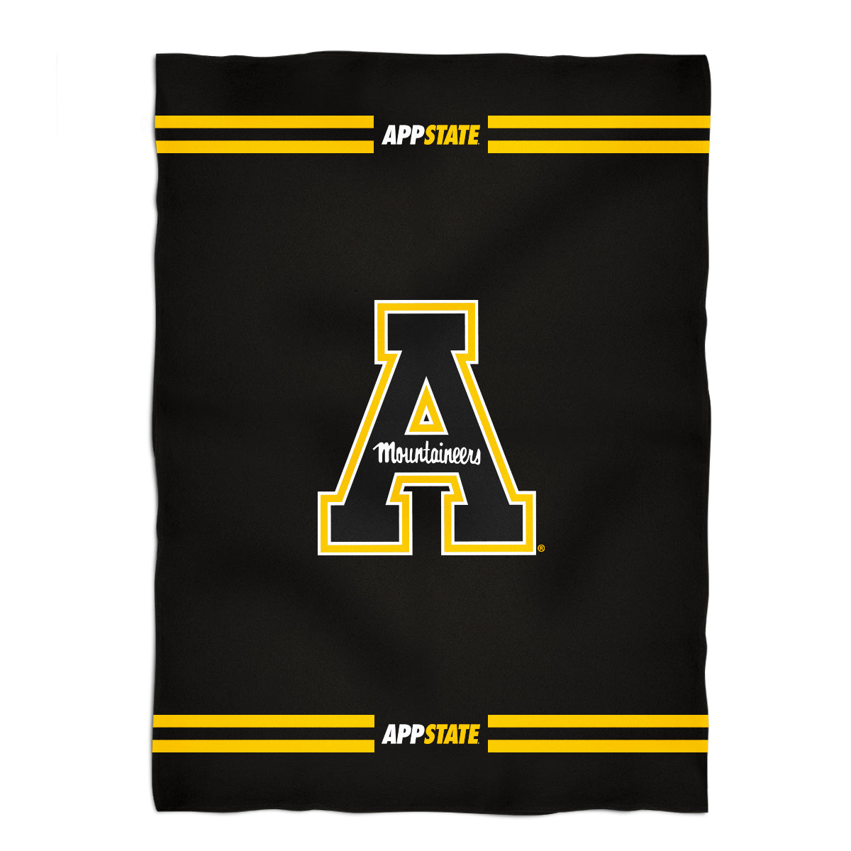Appalachian State Mountaineers Game Day Soft Premium Fleece Black Throw Blanket 40 x 58 Logo and Stripes
