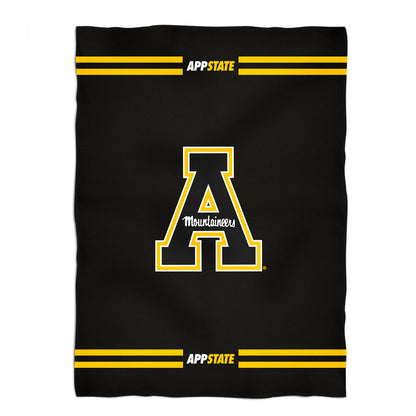 Appalachian State Mountaineers Game Day Soft Premium Fleece Black Throw Blanket 40 x 58 Logo and Stripes