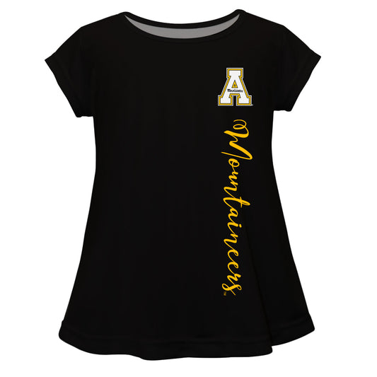 App State Mountaineers Black Short Sleeve Girls Laurie Top by Vive La Fete