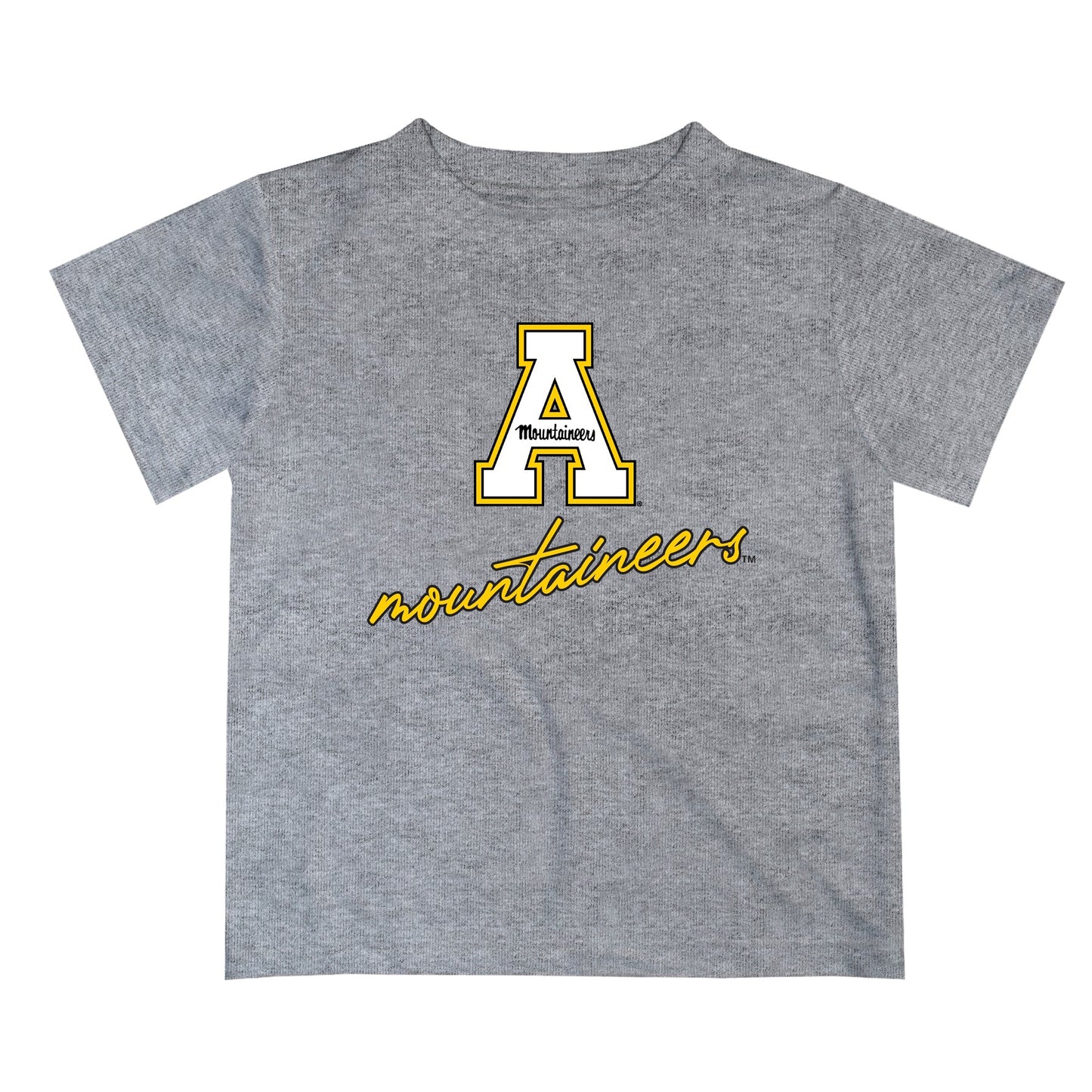 App State Mountaineers Vive La Fete Script V1 Heather Gray Short Sleeve Tee Shirt