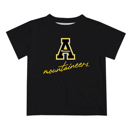 App State Mountaineers Vive La Fete Script V1 Black Short Sleeve Tee Shirt