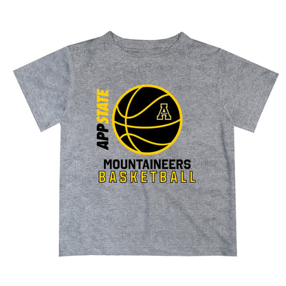 App State Mountaineers Vive La Fete Basketball V1 Heather Gray Short Sleeve Tee Shirt