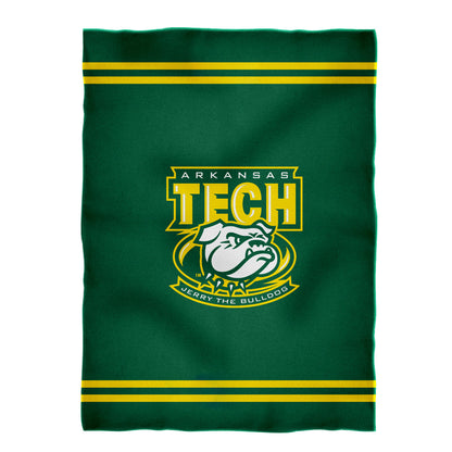 Arkansas Tech Jerry the Bulldog Game Day Soft Premium Fleece Green Throw Blanket 40 x 58 Logo and Stripes