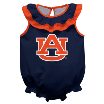 Auburn University Tigers Blue Sleeveless Ruffle One Piece Jumpsuit Logo Bodysuit by Vive La Fete