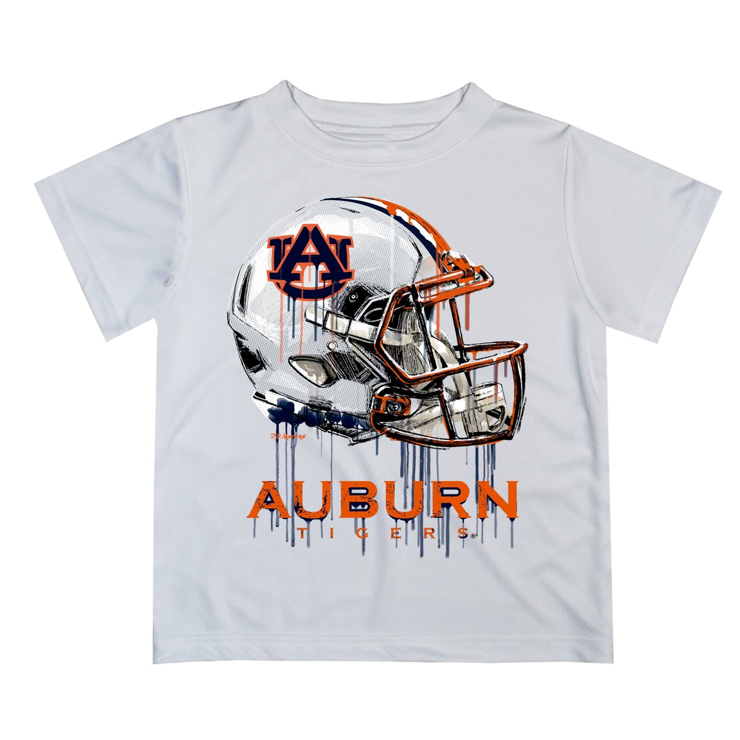 Auburn University Tigers Original Dripping Football Helmet White T-Shirt by Vive La Fete