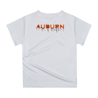 Auburn University Tigers Original Dripping Football Helmet White T-Shirt by Vive La Fete