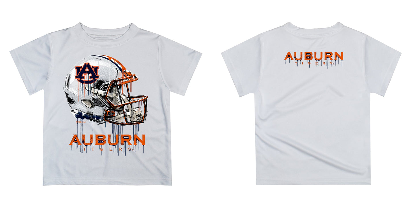 Auburn University Tigers Original Dripping Football Helmet White T-Shirt by Vive La Fete