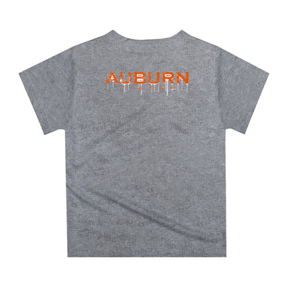 Auburn University Tigers Original Dripping Football Helmet Heather Gray T-Shirt by Vive La Fete