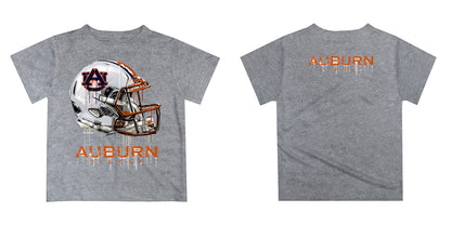 Auburn University Tigers Original Dripping Football Helmet Heather Gray T-Shirt by Vive La Fete