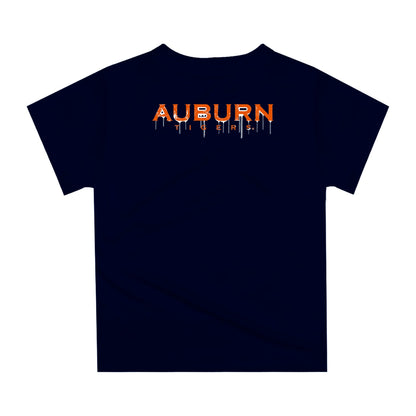 Auburn University Tigers Original Dripping Football Helmet Blue T-Shirt by Vive La Fete